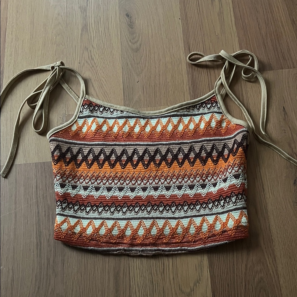 SHEIN Orange Multi Tie-Shoulder Knit Crop Camisole